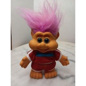 Vintage ITB 1991 Troll Doll Blue Eyes Pink Hair Pointy Ears Original Clothes